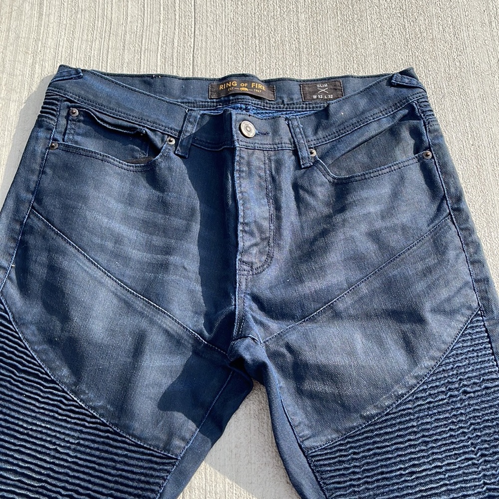 Ring of Fire Mens Dark Navy 32x32 Slim Jeans - Picture 4 of 15